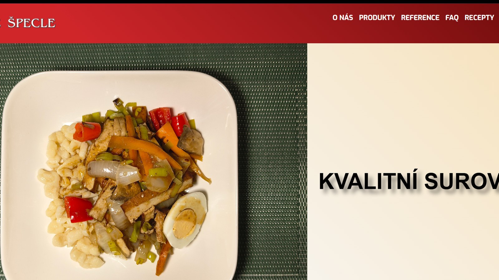 Dobré Špecle – několikastránková firemní webová vizitka s referencemi, FAQ a recepty